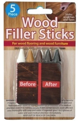 Handy Housewares 5 Piece Wood Filler Sticks - Repair and Restore Scratches on Wood Flooring and Furniture (1 Set)