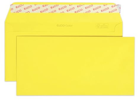 Elco 18833.72 Color Box mit Deckel und 250 Briefumschläge/Versandtasche, Haftklebeverschluss, C5/6 DL, 100g, intensiv-gelb, Fenster: nein