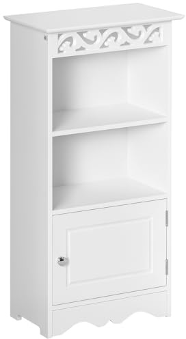 HOMCOM Mobiletto da terra e un Armadietto 2 Ripiani Anta in MDF Bianco Bagno MDF 40L x 23P x 80A cm Bianco