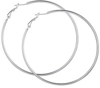 PROSTEEL Créoles Femme en Acier Inoxydable/Plaqué Or Boucles d'Oreilles Grands Anneaux de 20/30/50/60/70/80/90/100 mm, Women's Hoop Earrings
