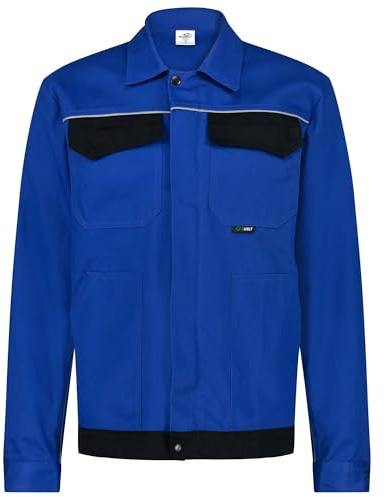 BWOLF ARES Veste de travail, 100 % coton, pour homme, avec ceinture à la taille, Bleu roi/noir., M