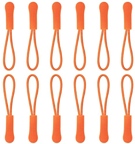 Lot de 12 tirettes de fermeture éclair de rechange pour sacs à dos, tentes, valises à roulettes, valises de voyage et vestes, orange