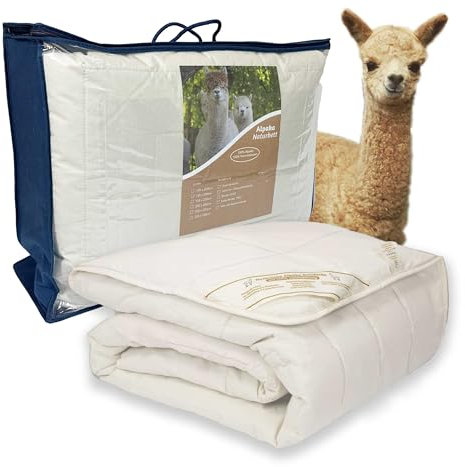 Alpaka Bettdecke Basic Line Ganzjahresdecke Bettdecke, 135x200cm, Füllung 100% Alpakawolle (1.100g), Bezug aus naturbelassener Baumwolle