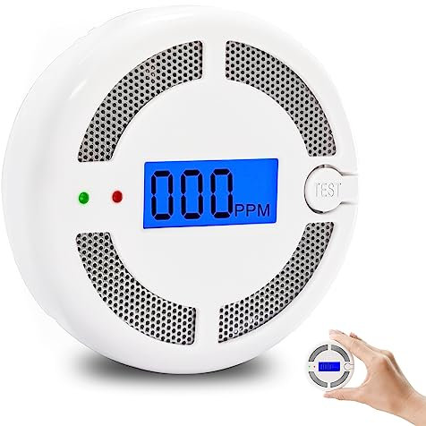 Mini Carbon Monoxide Alarm, 3x AAA Batteries NOT Included,Battery Powered CO Alarm with LCD Digital Display