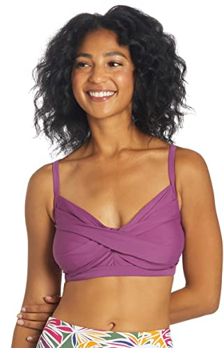 Sporti Twist Underwire Bikini Top – Supportive Quick-Dry Swim & Swimsuit Top, Adjustable Convertible Straps, Cool-Touch Hardware, Removable Cups – Active Women - Amethyst - 34 D/DD