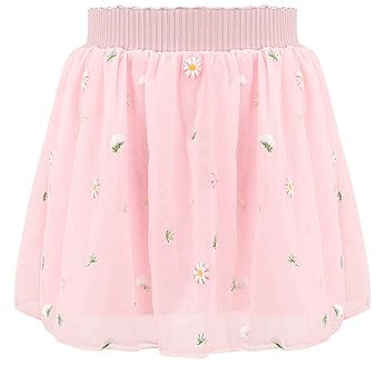 Bezioner Röcke für Mädchen Gestickt Tüllrock Kinder 4 Schichten Tutu mit Futter für Geburtstag Party Festival Rosa M (2-6 Jahre)