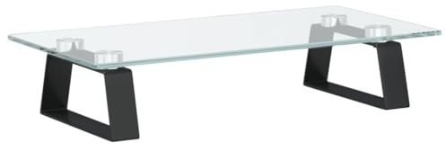 vidaXL Monitorständer, Monitorerhöhung mit Stauraum, Ständer Halterung für Monitor Laptop Drucker, Schreibtischaufsatz Bildschirmerhöhung, Schwarz 40x20x8cm Hartglas Metall