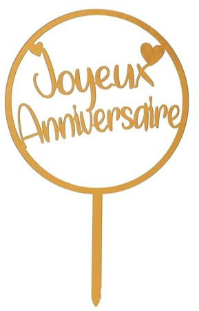 dekora - Cake Topper JOYEUX ANNIVERSAIRE | Plastique, PVC | Décoration de Gâteaux de Félicitations Réutilisable | Anniversaires, Fêtes et Toutes Sortes d'Événements