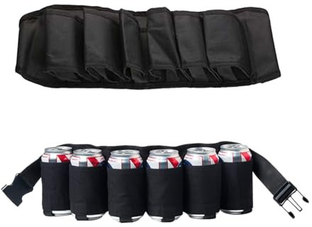 YUNCHONGuk Cintura da birra, con 6 tasche, cintura da birra, portatili, per bottiglie di birra, per feste, campeggio, escursioni, feste all'aperto, Blu, 100 Zentimeter