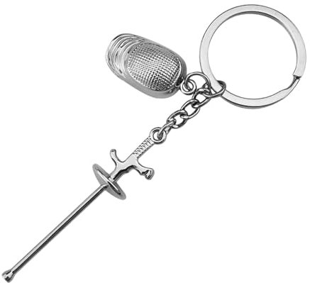 Porte-clés en métal avec pendentif d'escrime, porte-clés sabre en métal avec pendentif de clôture pour le travail, l'école, les voyages, le camping, les voyages d'affaires, a, Refer to