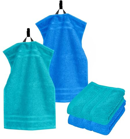 Lashuma kleines Handtuch 30x50 cm 4er Set, London Gästehandtücher Blau - Grün