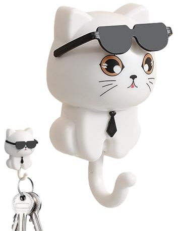 Opdestn Wandhaken Selbstklebend, Wandhaken Kinder,Vielseitige Haken, Kätzchen Kleiderhaken, Niedliche Katze Schlüsselhaken, Breite Anwendung,Cat Key Hooks For Home, Kitchen, Hats, Keys, Stick Hooks