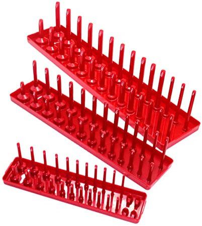 Mobestech 3pezzi Organizer Per Prese Lunghe Polso Supporto Multifunzionale Per Inserti e Scatola Portaoggetti Per Garage e Officina Rosso