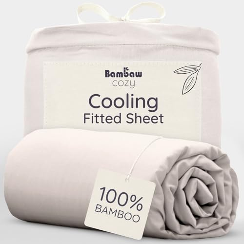 Bambaw Lenzuolo con angoli matrimoniale bambù, 180x200 cm, Altezza fino a 35cm, Lenzuolo rinfrescante per dormire, Lenzuola matrimonali estive, anallergiche e antiacaro, Certificate OEKO-TEX® (Sabbia)