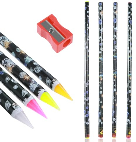 Larrel 4 stycken diamantmålningspenna, självhäftande strassten, plockare, blyertspenna, spik, borrstift, strasstensvickare, penna med pennformare, diamantmålning, tillbehör, manikyr, verktyg