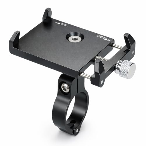 Alomejor Soporte de Teléfono para Bicicleta Ajustable – Soporte de Aluminio Ligero y Resistente para Smartphone, Compatible con Teléfonos de 4,7 a 6,9 Pulgadas (12–17,5 cm), Fácil Instalaci