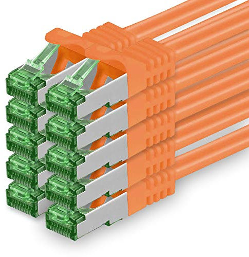 1aTTack.de Câble Réseau Cat7 Cat 7 10 GB/s - 10x 3,0m - RJ45 Ethernet LAN DSL Routeur Modem - Orange