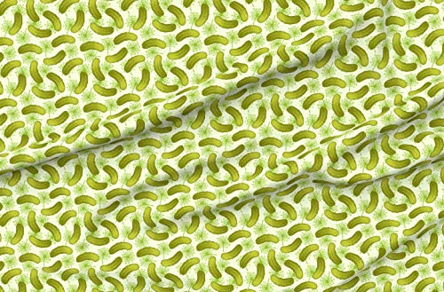 Spoonflower Fabric - Pickles Pickle Green Pickled Cucumbers Herb Printed on Petal Signature Cotton Fabric by The Yard - Sewing Quilting Apparel Crafts Decor