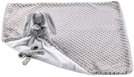 Nattou Kuscheldecke Hase Lapidou, Mit Schnullerhalter, 50 x 50 cm, Lapidou, Grau/Weiß