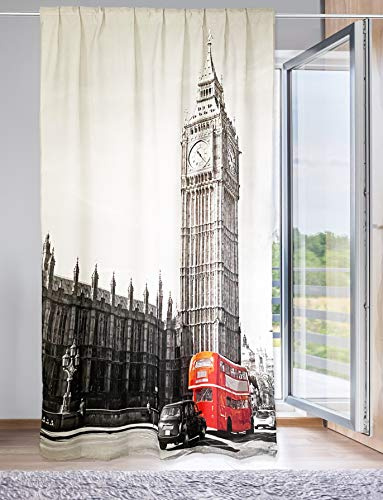 Tex family Tenda tendaggio Digitale 3D confezionata Made in Italy Misto Lino Londra Inglese Bus cm. 160x240