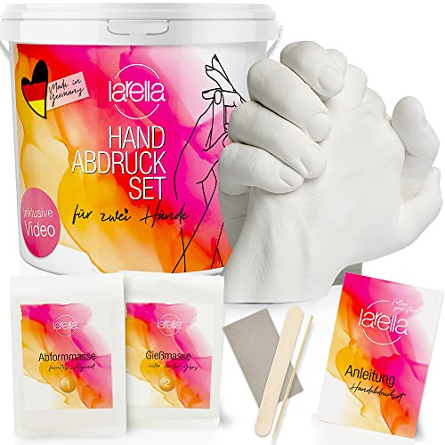 Larella Mutter Tochter Geschenk - Gipsabdruck Set Hände für Zwei, Handabdruck-Set für Paare - Geschenk für Partner & Pärchen Jahrestag-Geschenk - Alginat Gipsabdruck-Set