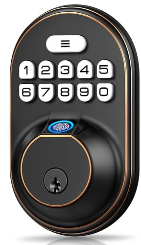 Veise - Cerradura de puerta de entrada sin llave con 20 huellas dactilares, contraseña antimiradas, bloqueo automático, entrada con llave, cerraduras inteligentes para puerta delantera, fácil