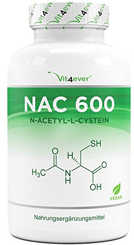 NAC - N-Acetyl L-Cystein 240 Kapseln mit je 600 mg - 8 Monatsvorrat - Ohne Zusätze - Vegan - Hochdosiert - Premium Qualität