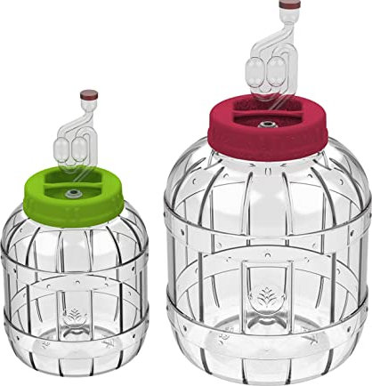 lilawelt24 3L +5L Gärbehälter aus Kunstoff Gärbehälter mit Gäraufsatz, für Wein, Bier, Maische Weck, Weinballon Gärballon Flasche