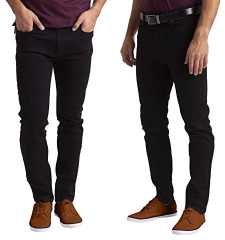 westAce Men’s Slim-Fit Stretch Cotton Denim Jeans - Western Casual Wear, Comfort Straight Full Pants with Flex Waistband, Stylish 5-Pocket Design 28W-40W (Black, 32 Waist x 32 Length)