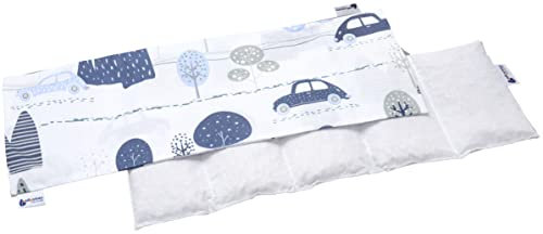 Medi Partners Kirschkernkissen 60x20cm 800g 100% Baumwolle 5 kammern Körnerkissen groß Öko Natur Wärmekissen Kältetherapie abnehmbarer Bezug (Retro Cars)