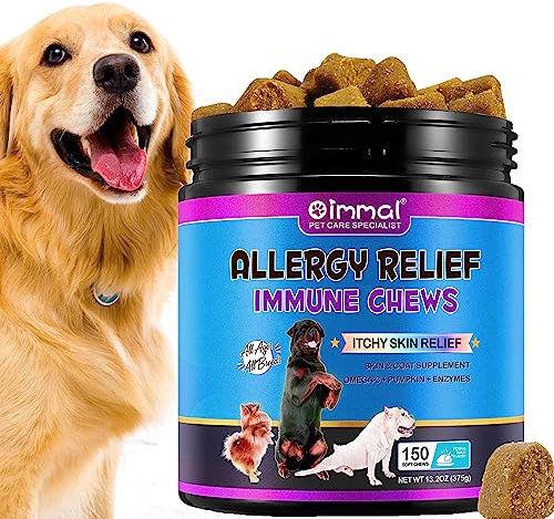 Bieyoc Itchy Relief Dog Treats, Itchy Dog Skin Relief Chews, Allergy Relief Immune Chews, Anti-Itch & Hot Spots, Stop Itching, Licking, Scratching, Seasonal Allergies, 150pcs/Duck