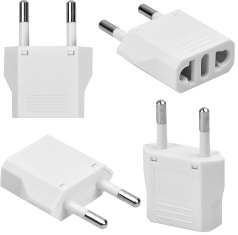 4pcs Adattatore Spina USA-Europa, Adattatore Presa Americana, Adattatore Universale da Viaggio, Spina USA a 2 Pin Euro Italia US Plug Adapter Socket per Dispositivi con Alimentatore (US to EU, Bianco)
