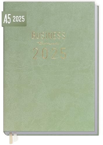 Häfft® Business-Timer 2025 A5 Salbei 1 Woche 2 Seiten - Buchkalender, Terminplaner, Wochenplaner, Wochenkalender, Organizer, Terminkalender - nachhaltig & klimafreundlich