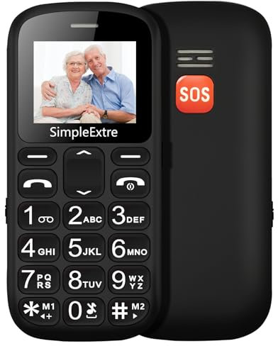 artfone SimpleExtre Senior 1, SIM Free Big Button Basic Mobile Phone for Elderly, Unlocked for Elderly People with SOS Button, 1.8 Display, Loud Volume, Charging Dock, Easy to Use, Talking Numbers