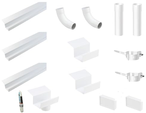 Gartenhaus Kastendachrinnenset bis 3,10 Meter Aluminium weiß Simpel