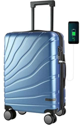 VANKEAN Rolling Laptop Bag Women Men, Travel Case with Wheels for Men Women, Wheeled Backpack Laptop Trolley Bag 20 Inch Waterproof Rolling Rucksack Suitcase Office Travel Business, Light Blue