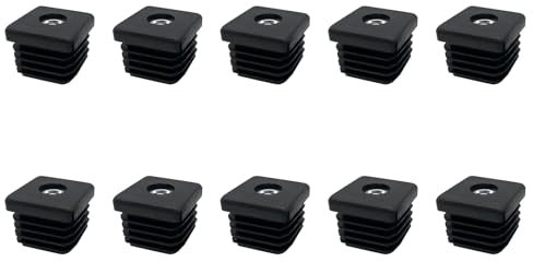 10PCS Black Plastic Nuts Pipe Plugs,Inserts for Square Tubes with M8 Thread,Plastic Pipe End Caps,Insert Chair End Caps Furniture Leg Plug 25×25mm