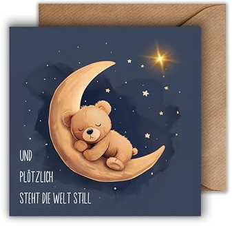 Sternenkind Karte mit Umschlag - Einfühlsame Trauerkarte Und plötzlich steht die Welt still Aufrichtige Beileidskarte Kindstod Verlust Kind Fehlgeburt Beileid Trauerfeier Beerdigung (125 x 125 mm)