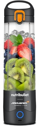 nutribullet Tragbarer Mixer in Zusammenarbeit mit McLaren Formel 1 Team – Grau – auslaufsicherer Deckel zum Mitnehmen – leistungsstarke Extraktorklinge – USB-C-Aufladung – über 15 Mischzyklen – Säfte