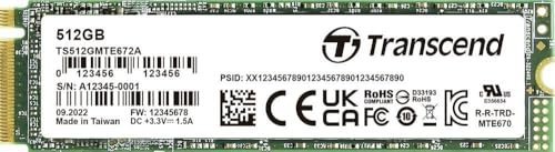 Transcend 512GB Internal PCIe SSD TS512GMTE672A-VS1