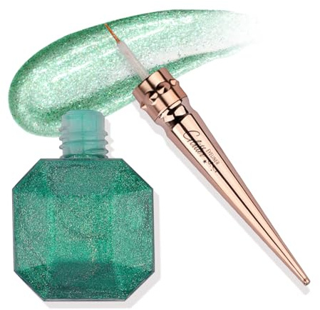 FADVAN No.6 Eyeliner Metallizzato Glitterato Eyeliner in Platino Glitter Metallico Estremamente Fine e di Lunga Durata, Può Essere Usato Come Ombretto Liquido(Verde)
