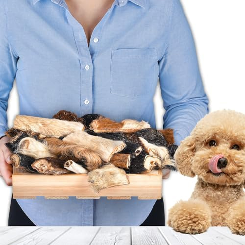 Lovely Dog | Peau de bœuf avec fourrure pour chien 1 kg (environ 15 à 20 pièces) | Articles à mâcher en peau de bovin séchée | 100 % naturel | Avec fourrure | Séché à l'air libre | Sans céréales |