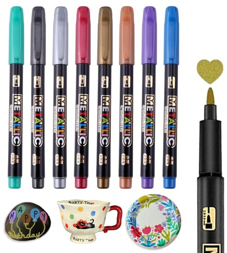 Caelura 8 Metallic Farben Porzellanstifte Spülmaschinenfest Keramik Bemalen
