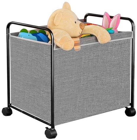 LPQKCcY Caja de almacenamiento de juguetes con ruedas giratorias de 360°, gran cesta baúl de juguetes de 118L para niños y niñas, organizador de almacenamiento de juguetes