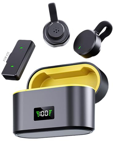 Trådlös mikrofon – dubbelkanals mikrofon för livestreaming utomhus | ABS digital display mikrofon med klämma och laddningsfodral för mobiltelefon, PC, kamera, Vl
