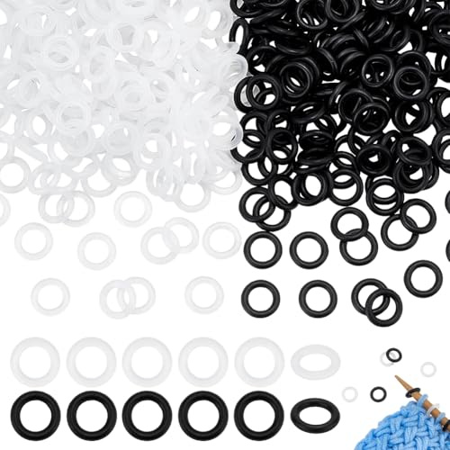 PH PandaHall 400pcs Anneaux Marqueurs pour Tricot 10mm Marqueurs de Mailles en Caoutchouc pour Tricot Anneaux de Tricot Transparents Noirs pour Laine Pulls Châles Écharpes Crochet