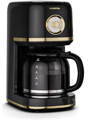 Klarstein Victoria filterkaffebryggare – kaffebryggare med retrodesign, 1,5 l för upp till 12 koppar, varmhållningsfunktion, anti-droppsystem, automatisk avstängning