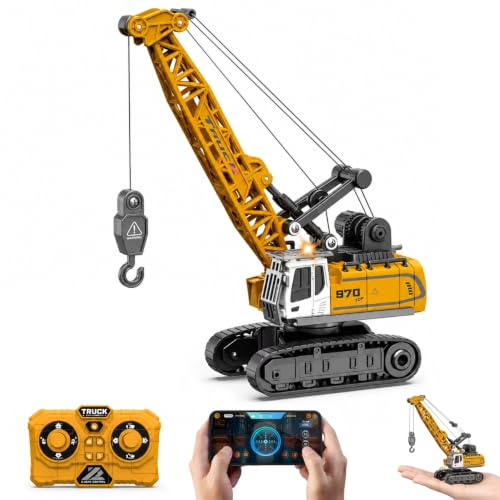 Ezweiji Mini Grue Télécommandée 1:64, 11 Canaux Camion Grue RC