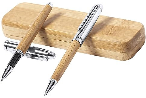 noTrash2003 Schreibset mit Kugelschreiber und Rollerball aus Bambus, edles Design