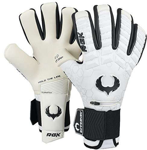 Renegade GK Eclipse Phantom Professional Goalie Gloves Pro Finger Savers | 4mm EXT Contact Grip | White & Black Soccer Goalkeeper Gloves (Size 9, Youth-Adult, Neg. Cut, Level 5)